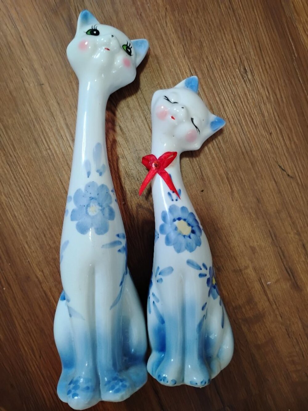 Vintage MCM Long Neck Cats Figurines Pair